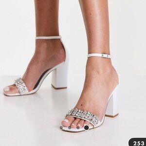 NWT ASOS Embellished Bridal White Satin Heels